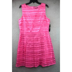 Tahari Arthur S. Levine Hot Pink Striped Tammy Dress-Size 14-New w/Tags